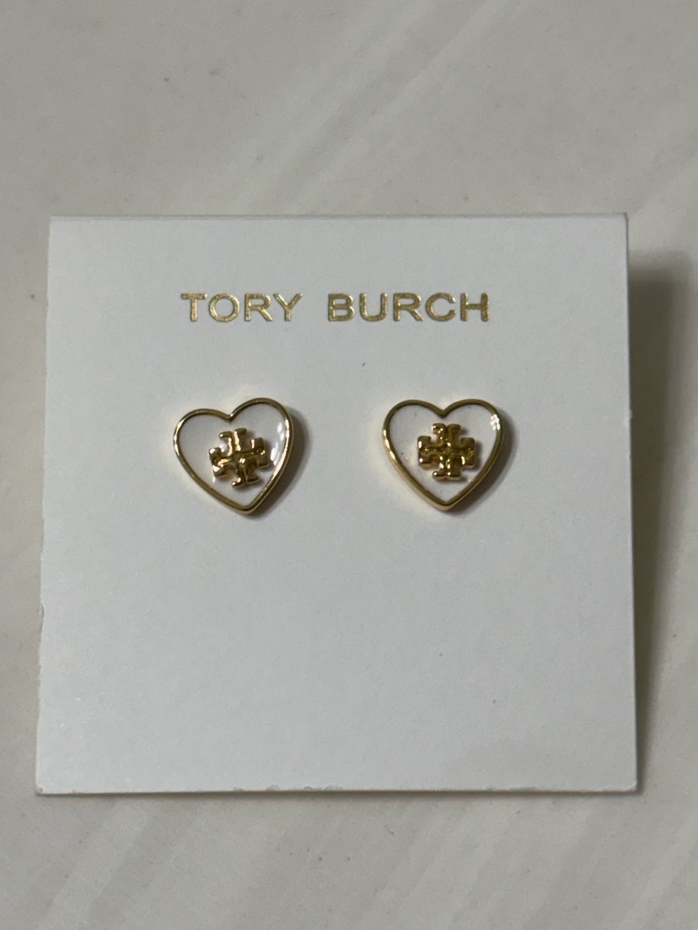 Tory Burch Forget Me Not 🤍 Heart Stud Earrings - Picture 3 of 9